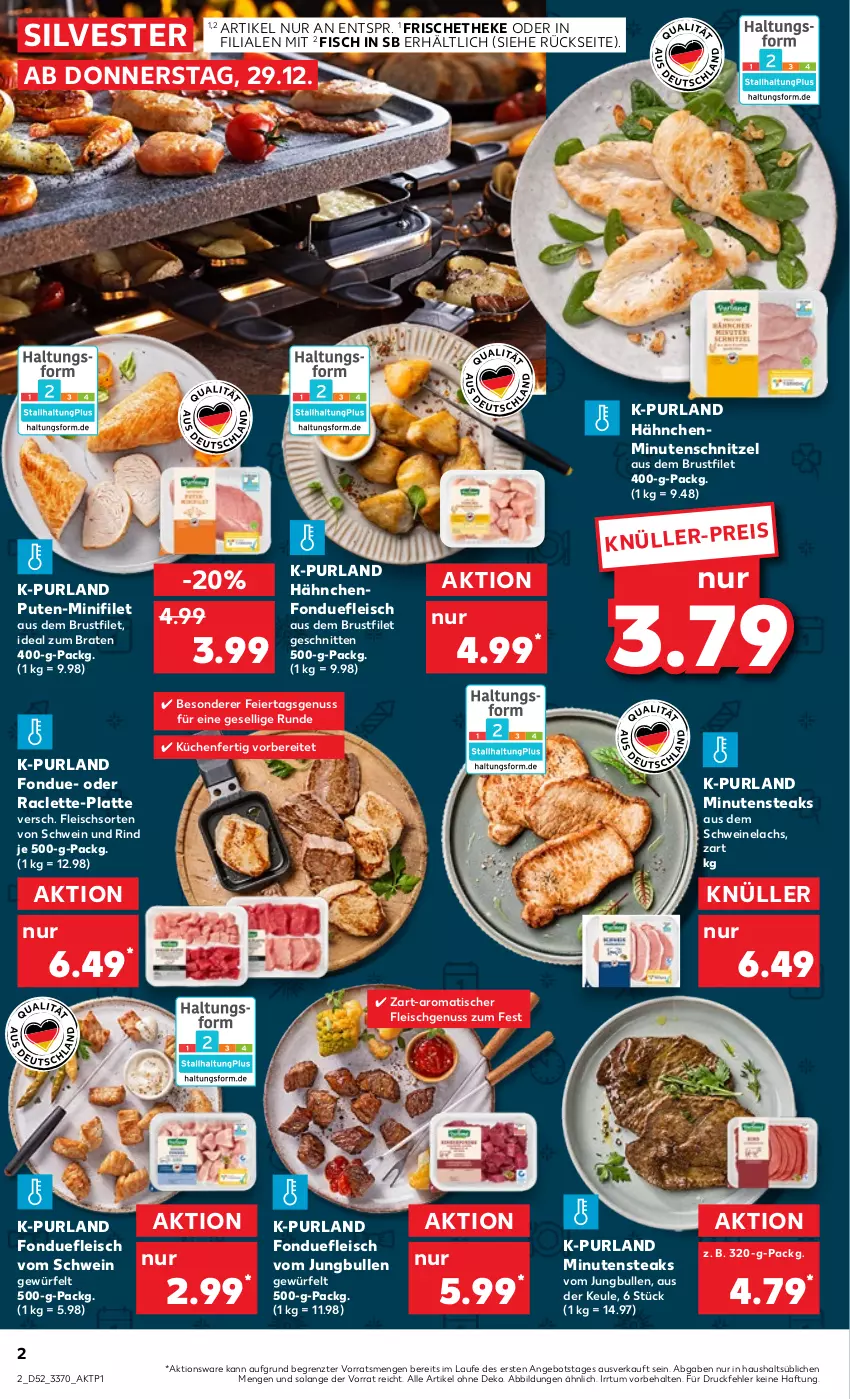 Aktueller Prospekt Kaufland - von 29.12.2022 bis 04.01.2023 - strona 2 - produkty: angebot, braten, brustfilet, eier, eis, filet, fisch, fleisch, Fondue, ideal zum braten, jungbullen, küche, Küchen, lachs, latte, minutenschnitzel, minutensteaks, nuss, purland, pute, rind, schnitten, schnitzel, schwein, schwein und rind, schweine, Schweinelachs, steak, steaks, Ti, tisch, wein, weine, würfel, ZTE