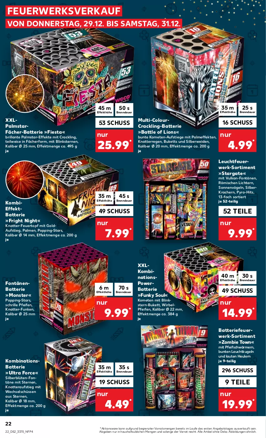 Aktueller Prospekt Kaufland - von 29.12.2022 bis 04.01.2023 - strona 22 - produkty: angebot, auer, batterie, Blüte, eis, Heu, kracher, Kugel, Leuchtfeuerwerk, lion, monster, Popp, rwe, Ti, topf, ZTE