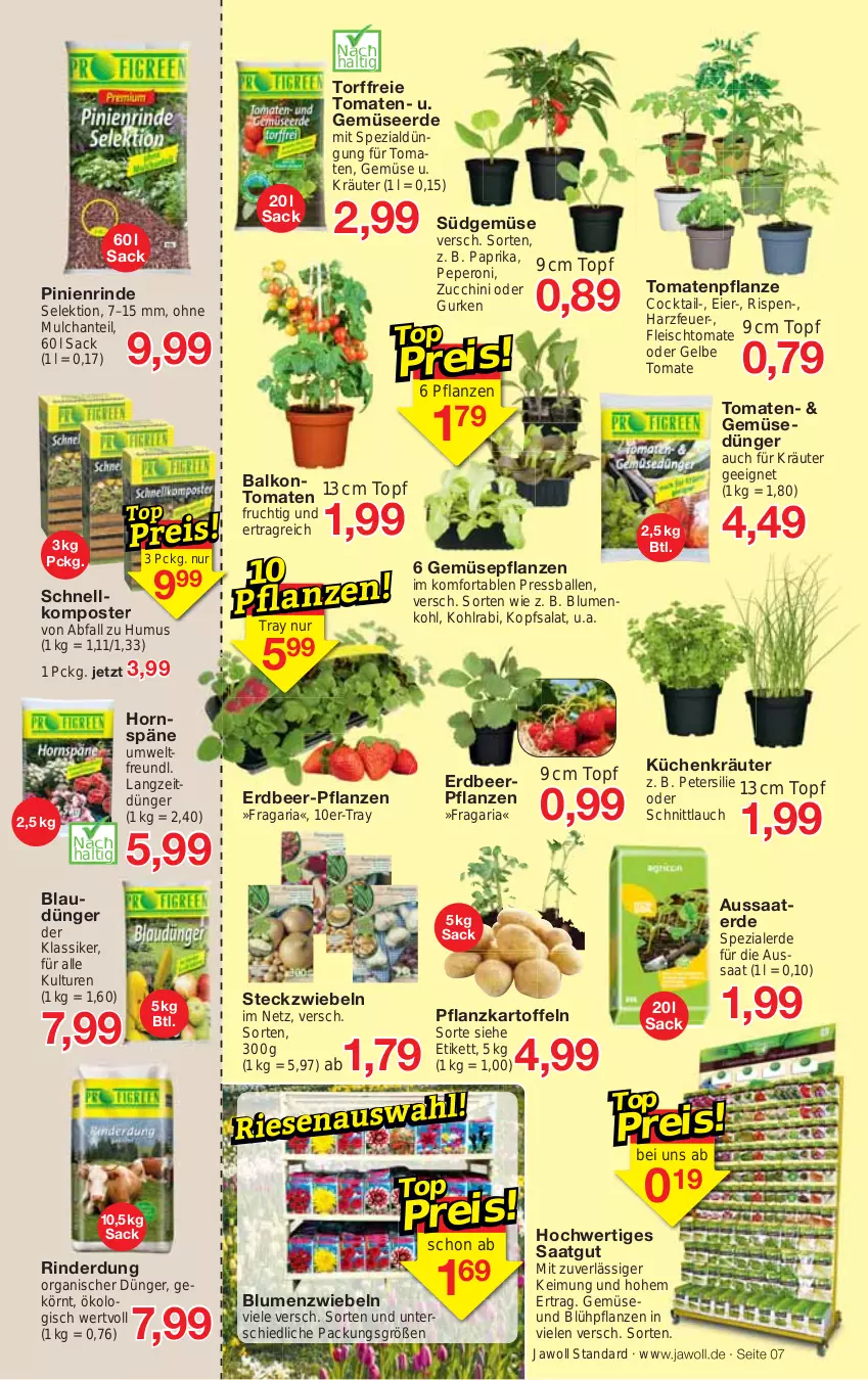 Aktueller Prospekt Jawoll - Prospekte - von 11.04 bis 15.04.2023 - strona 11 - produkty: ball, blume, blumen, blumenkohl, cocktail, dünger, eier, eis, Erdbeerpflanze, erde, fleisch, frucht, Gemüsedünger, Gemüseerde, gurke, gurken, HP, kartoffel, kartoffeln, kohlrabi, Komposter, kopfsalat, kräuter, küche, Küchen, paprika, peperoni, Peroni, petersilie, pflanze, pflanzen, Pflanzkartoffeln, Ria, rind, rinder, sac, salat, schnittlauch, Spezi, Ti, tomate, tomaten, topf, zucchini, zwiebel, zwiebeln