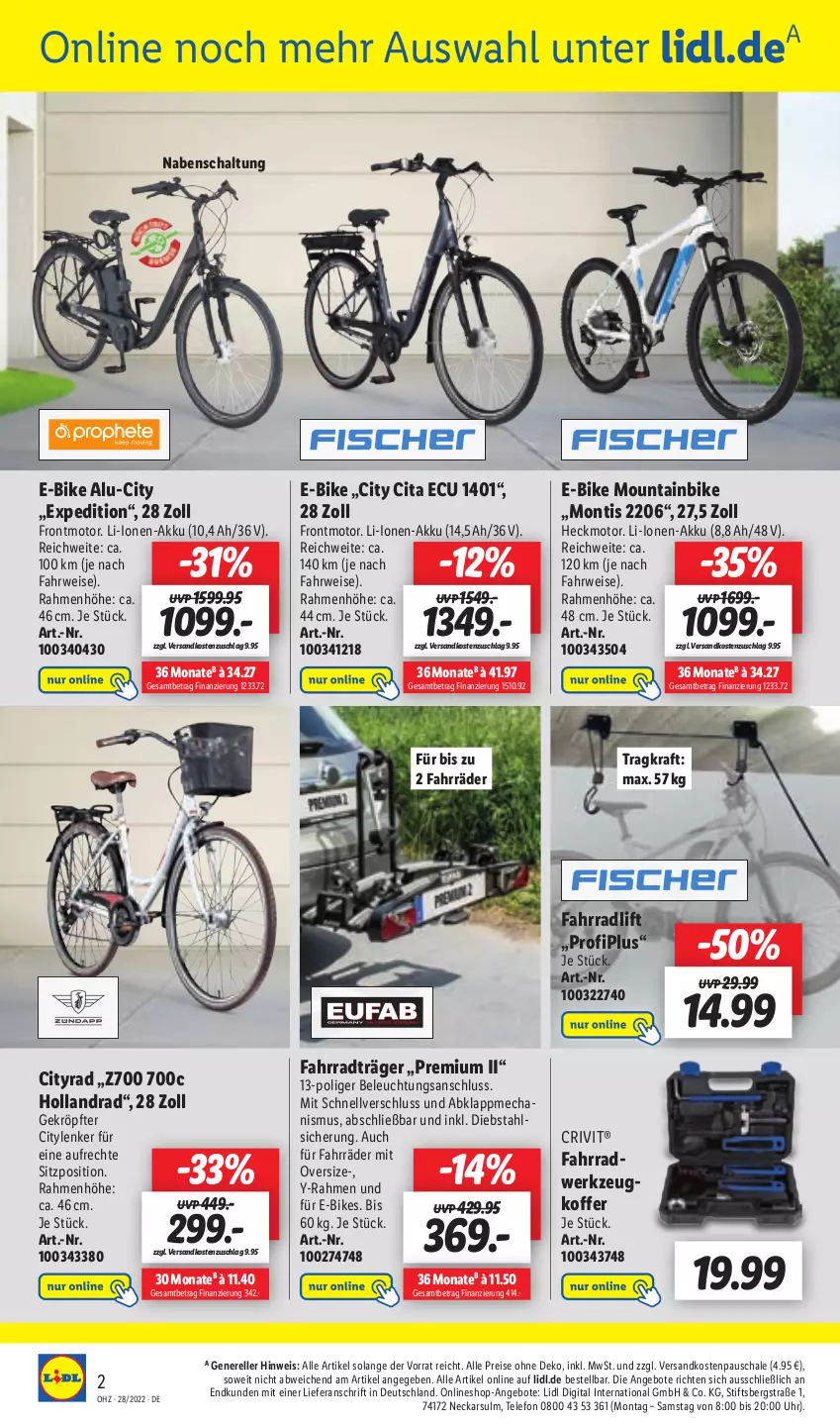 Aktueller Prospekt Lidl - Aktionsprospekt - von 11.07 bis 16.07.2022 - strona 48 - produkty: akku, angebot, angebote, beleuchtung, crivit, E-Bike, E-Bikes, eis, elle, Fahrrad, koffer, kraft, Mountainbike, ndk, reis, rel, rwe, Schal, Schale, telefon, Ti, uhr, werkzeug