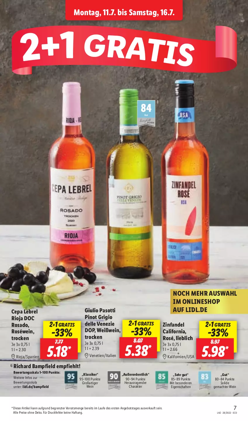 Aktueller Prospekt Lidl - Aktionsprospekt - von 11.07 bis 16.07.2022 - strona 7 - produkty: angebot, dell, eis, elle, mac, Pinot, pinot grigio, reis, rel, rioja, roséwein, Ti, wein, Weißwein, ZTE