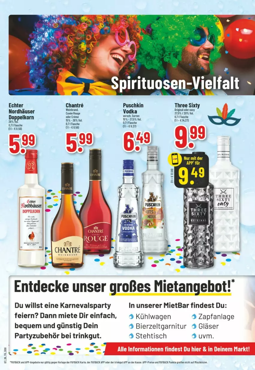 Aktueller Prospekt Trinkgut - Prospekte - von 08.02 bis 14.02.2026 - strona 10 - produkty: angebot, angebote, bier, Bierzeltgarnitur, Brei, decke, doppelkorn, eier, eis, flasche, garnitur, gin, Gläser, korn, payback, reifen, reis, Three Sixty, Ti, tisch, vodka, wein, weinbrand, Zelt