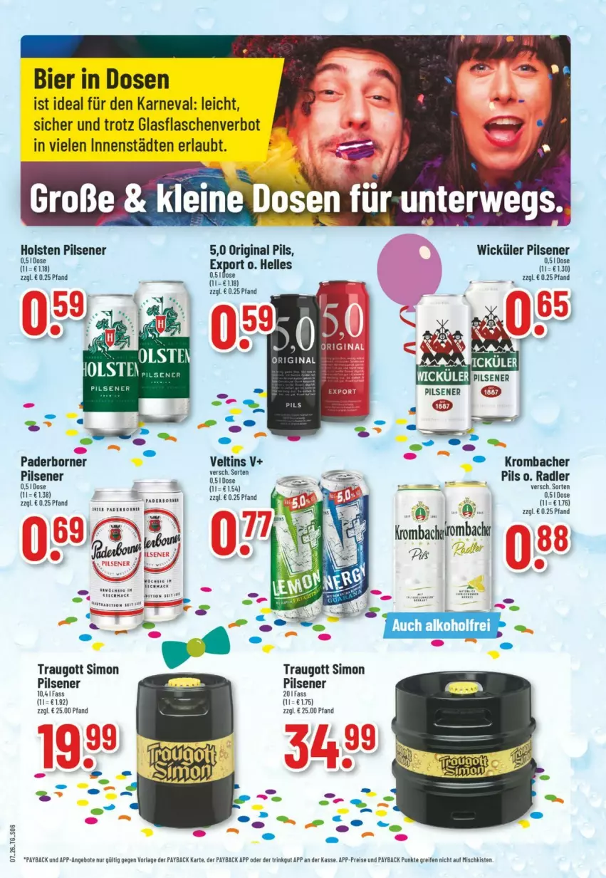 Aktueller Prospekt Trinkgut - Prospekte - von 08.02 bis 14.02.2026 - strona 6 - produkty: alkohol, angebot, angebote, bier, eis, elle, flasche, gin, glasflasche, holsten, holsten pilsener, krombache, krombacher, krombacher pils, payback, pils, pilsener, radler, reifen, reis, sim, Ti, veltins, WICK