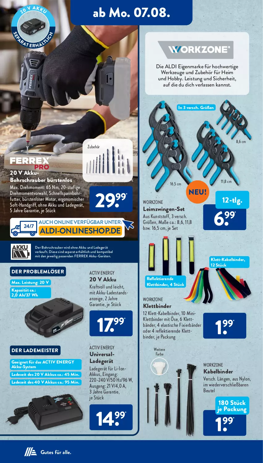 Aktueller Prospekt AldiSud - NÄCHSTE WOCHE - von 07.08 bis 12.08.2023 - strona 12 - produkty: akku, aldi, asti, beutel, Bohrschrauber, bürste, bürsten, eis, ferrex, Hobby, kraft, ladegerät, LG, Meister, ohne akku und ladegerät, Ti, Tiere, tisch, werkzeug, werkzeuge