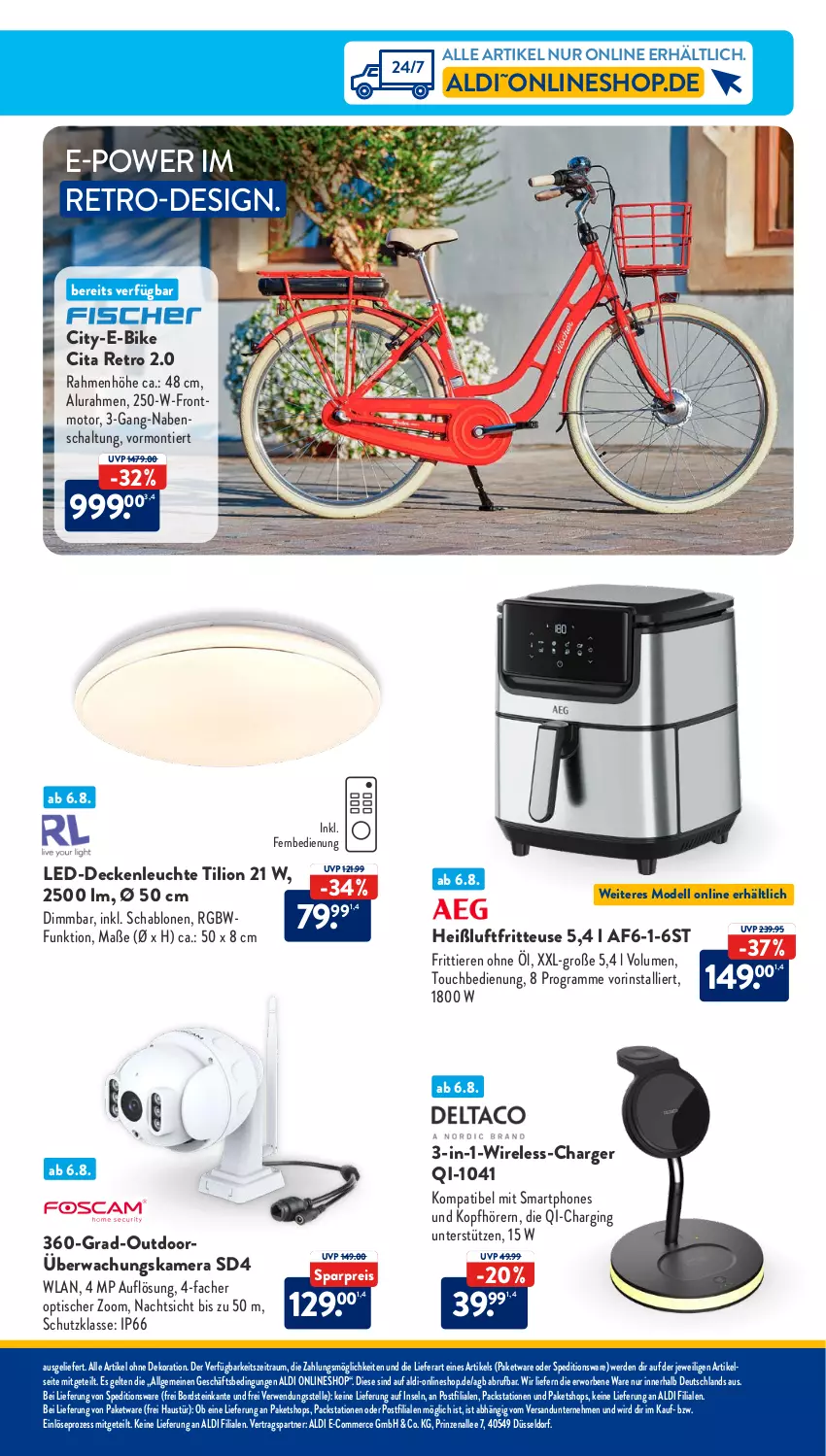 Aktueller Prospekt AldiSud - NÄCHSTE WOCHE - von 07.08 bis 12.08.2023 - strona 41 - produkty: aldi, alle artikel ohne dekoration, aust, decke, deckenleuchte, dekoration, dell, E-Bike, eis, elle, erde, fernbedienung, fritteuse, gin, Heißluftfritteuse, kamera, kopfhörer, led-deckenleuchte, Leuchte, LG, lion, Mode, reis, rel, rwe, Schal, smartphone, smartphones, Ti, Tiere, tisch