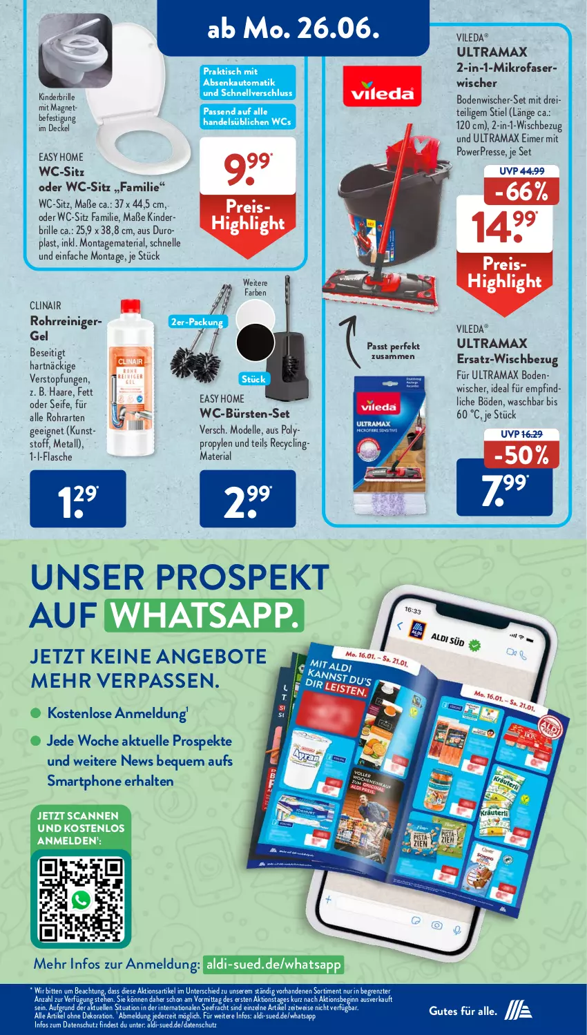 Aktueller Prospekt AldiSud - NÄCHSTE WOCHE - von 26.06 bis 01.07.2023 - strona 17 - produkty: aldi, alle artikel ohne dekoration, angebot, angebote, auto, bodenwischer, Brille, bürste, bürsten, Clin, decke, Deckel, dekoration, dell, eimer, eis, elle, flasche, gin, Kinder, mikrofaser, Mode, rama, recyclingmaterial, reiniger, reis, Ria, Seife, smartphone, Ti, tisch, topf, vileda, WC-Bürste, wc-sitz, ZTE