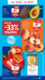 Gazetka promocyjna AldiSud - NÄCHSTE WOCHE - Gazetka - ważna od 01.07 do 01.07.2023 - strona 7 - produkty: aldi, alle artikel ohne dekoration, avocado, dekoration, discount, eis, nuss, obst, paprika, paprika rot, pfirsich, pfirsiche, plattpfirsiche, reis, Ti, ZTE