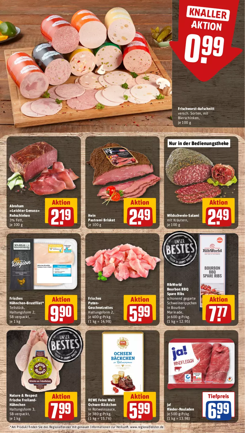 Aktueller Prospekt Rewe - Prospekte - von 23.10 bis 28.10.2023 - strona 12 - produkty: Astra, aufschnitt, bier, bierschinken, bourbon, brustfilet, eis, fenster, filet, frischwurst-aufschnitt, geschnetzeltes, hähnchen-brustfilet, kräuter, kräutern, marinade, natur, nuss, pastrami, pute, Putengeschnetzeltes, reis, rewe feine welt, rind, rinder, rinder-rouladen, rohschinken, rotwein, rouladen, salami, sauce, schinken, schwein, schweine, spare ribs, Ti, tiefpreis, wein, weine, Wild, Wildschwein, wurst, Zelt