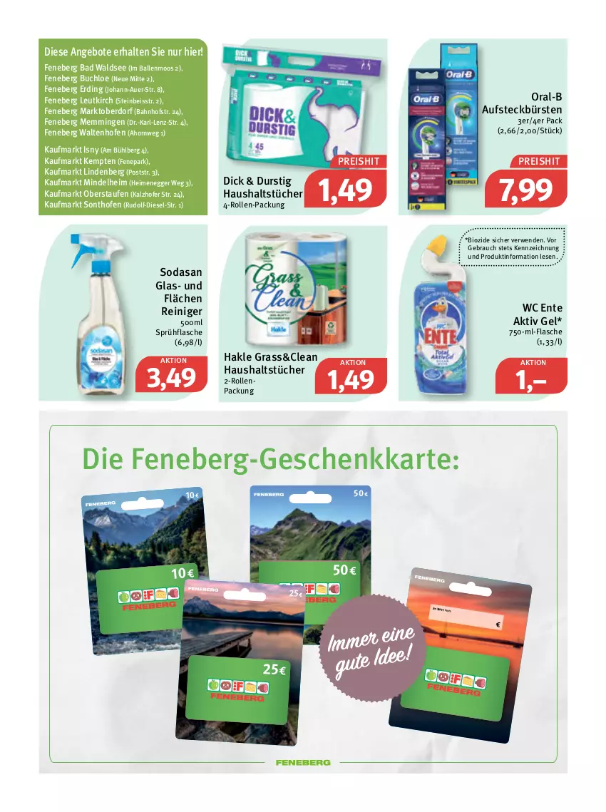 Aktueller Prospekt Feneberg - Prospekte - von 31.03 bis 02.04.2022 - strona 11 - produkty: aktiv gel, angebot, angebote, auer, aufsteckbürsten, Bad, ball, bio, buch, bürste, bürsten, chloe, Diesel, Egger, eis, emmi, ente, flasche, hakle, haushaltstücher, Ofen, oral-b, Rauch, reiniger, reis, rwe, Soda, sprühflasche, Ti, tücher, wc ente