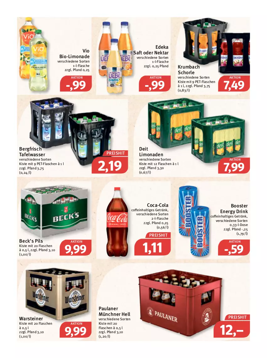 Aktueller Prospekt Feneberg - Prospekte - von 31.03 bis 02.04.2022 - strona 15 - produkty: bio, coca-cola, coffein, cola, deit, deka, drink, eis, energy drink, flasche, getränk, krumbach, limo, limonade, limonaden, Nektar, Paula, paulaner, pet-flasche, pet-flaschen, pils, reis, rum, saft, schorle, steiner, Ti, warsteiner, wasser