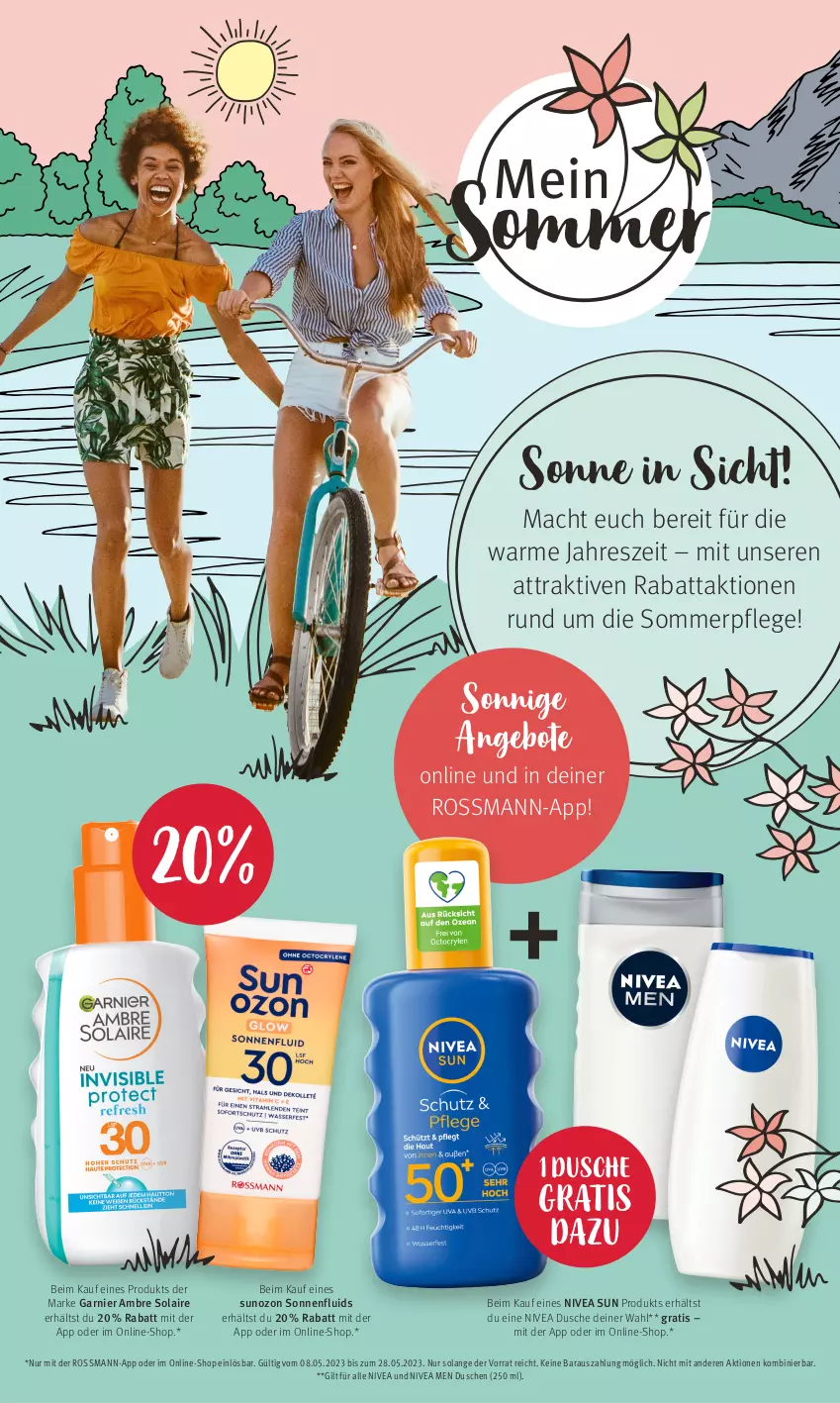 Aktueller Prospekt Rossmann - Prospekte - von 08.05 bis 12.05.2023 - strona 21 - produkty: Ambre Solaire, angebot, angebote, dusche, garnier, mac, nivea, Nivea Men, nivea sun, Ti