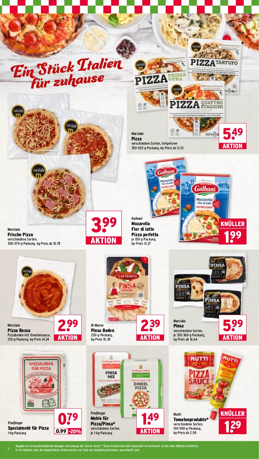 Aktueller Prospekt Wasgau - von 17.08 bis 22.08.2026 - strona 2 - produkty: angebot, auer, eis, galbani, latte, mehl, Mutti, pizza, reis, rel, sauce, Spezi, Ti, tomate, tomaten, tomatensauce