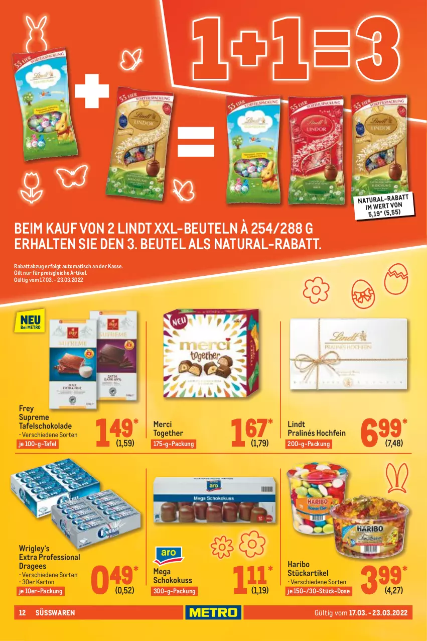 Aktueller Prospekt Metro - Food - von 17.03 bis 23.03.2022 - strona 12 - produkty: auto, beutel, eis, haribo, LG, lindt, merci, natur, natura, reis, schoko, schokolade, süsswaren, tafelschokolade, Ti, tisch