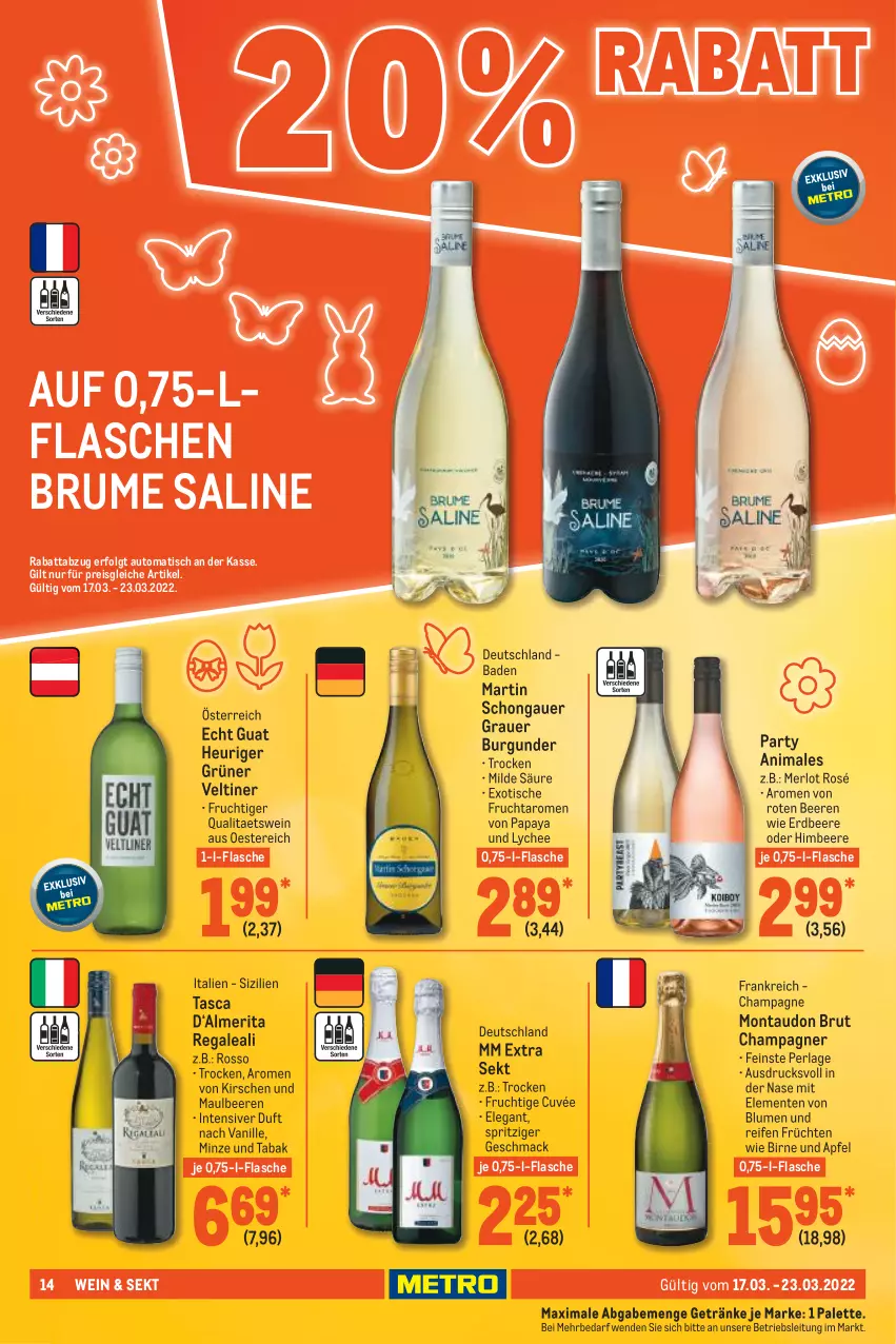 Aktueller Prospekt Metro - Food - von 17.03 bis 23.03.2022 - strona 14 - produkty: apfel, auer, auto, Bad, beere, beeren, blume, blumen, brut, burgunder, champagne, champagner, cuvée, eis, ente, erdbeere, flasche, frucht, früchte, früchten, getränk, getränke, grauer burgunder, Heu, himbeer, himbeere, kirsch, kirsche, kirschen, LG, mac, merl, merlot, minze, mm extra, Palette, Papaya, perla, regal, reifen, reis, rum, sekt, Ti, tisch, vanille, wein