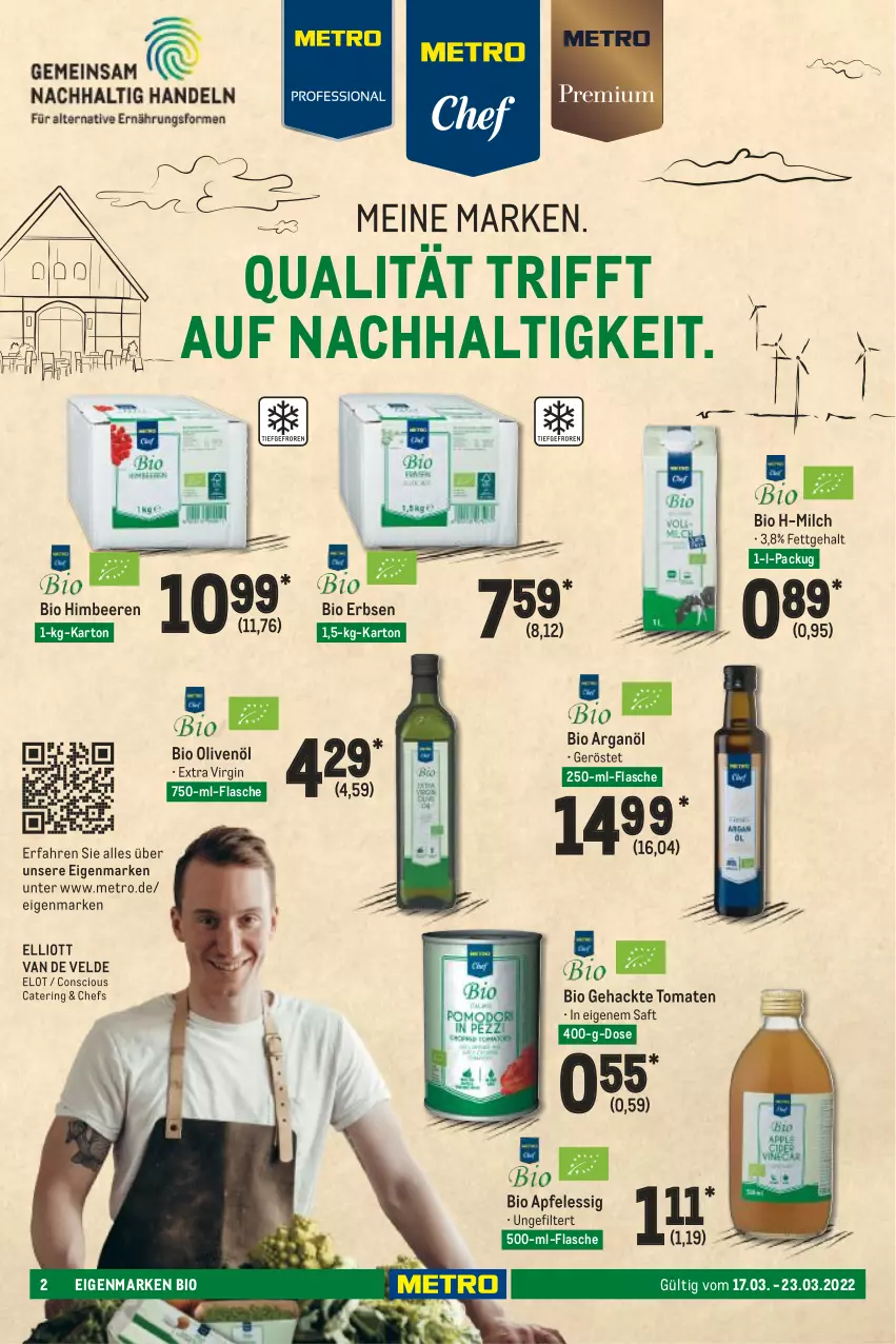 Aktueller Prospekt Metro - Food - von 17.03 bis 23.03.2022 - strona 2 - produkty: apfel, apfelessig, beere, beeren, bio, erbsen, essig, flasche, gin, himbeer, himbeere, himbeeren, Metro, milch, olive, oliven, olivenöl, ring, saft, Ti, tomate, tomaten