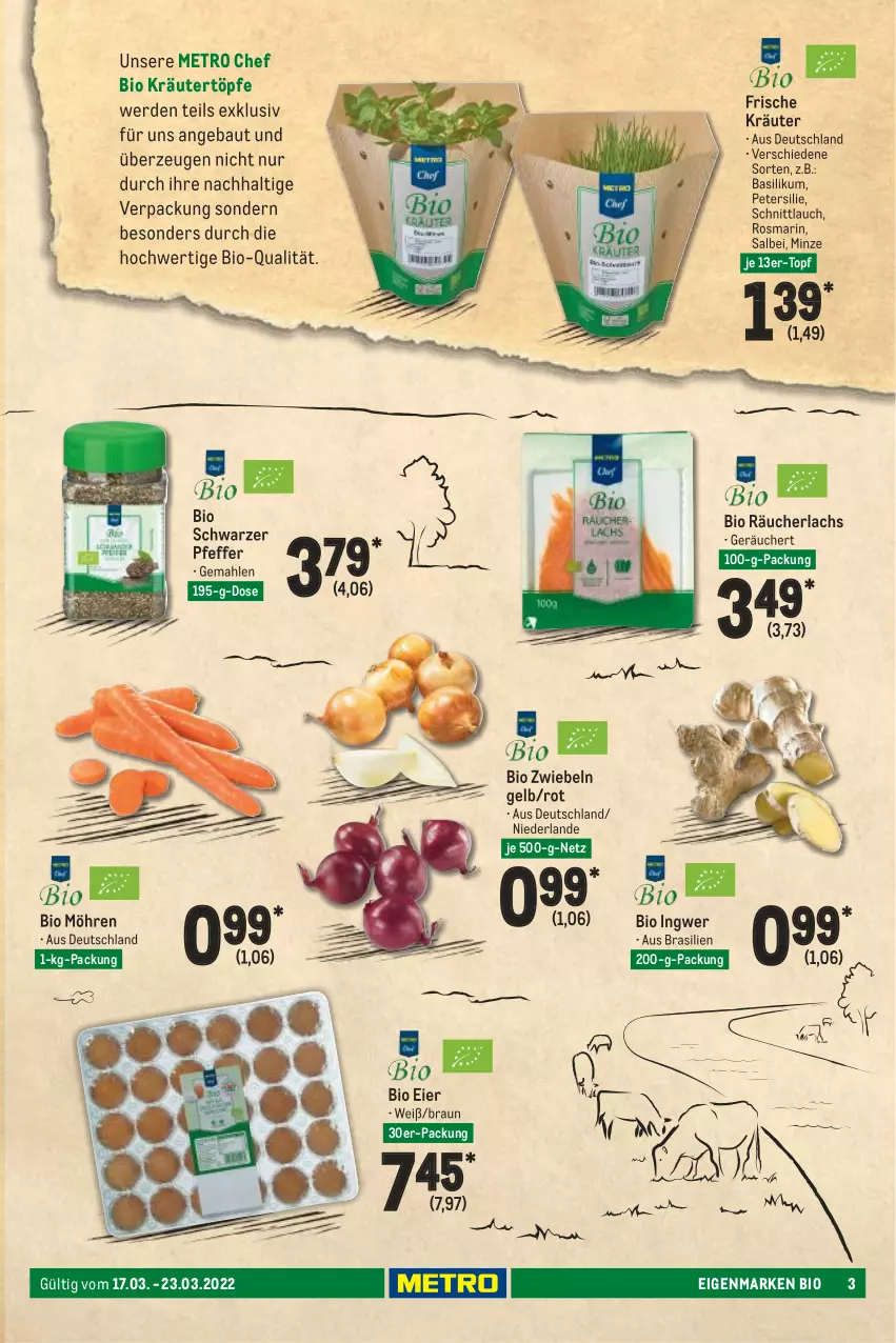 Aktueller Prospekt Metro - Food - von 17.03 bis 23.03.2022 - strona 3 - produkty: basilikum, Bau, bio, braun, eier, erde, ingwer, kräuter, lachs, Metro, minze, möhren, petersilie, pfeffer, Räucherlachs, rosmarin, schnittlauch, Ti, topf, zwiebel, zwiebeln