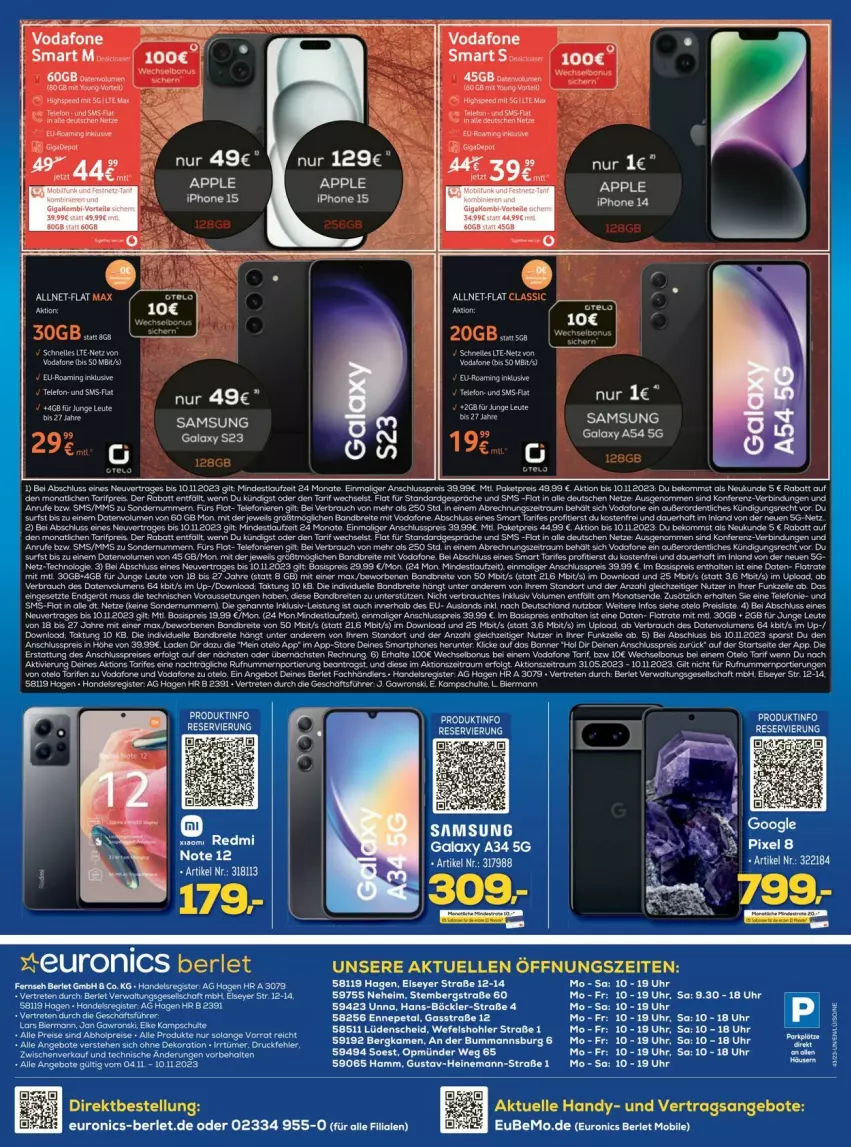 Aktueller Prospekt Euronics - Prospekte - von 06.11 bis 11.11.2023 - strona 12 - produkty: angebot, angebote, Apple, bier, Brei, Draht, eis, elle, Handy, iphone, leine, LG, Nike, Rauch, reis, rel, Samsung, smartphone, smartphones, spee, tee, telefon, Ti, tisch, uhr, Vase, vodafone, ZTE