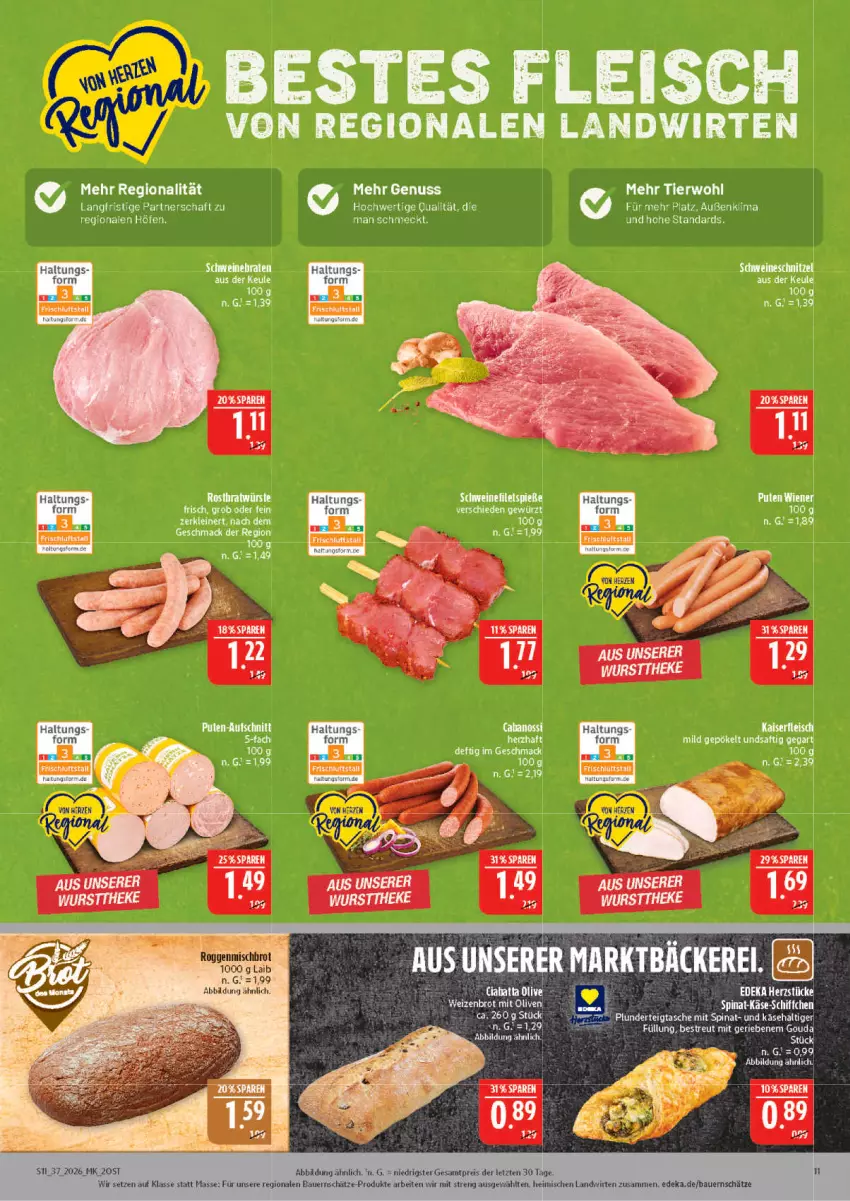 Aktueller Prospekt Marktkauf - Prospekt - von 06.09 bis 12.09.2026 - strona 11 - produkty: aufschnitt, Cabanossi, eis, elle, fleisch, gewürz, Kaiser, leine, mac, nuss, pute, saft, Ti, wiener