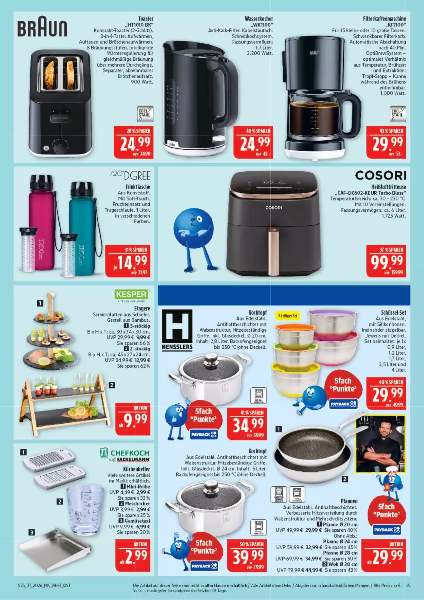 Aktueller Prospekt Marktkauf - Prospekt - von 06.09 bis 12.09.2026 - strona 35 - produkty: auto, backofen, bambus, Becher, braun, brötchen, brötchenaufsatz, Brühe, decke, Deckel, edelstahl, Efko, eis, ente, Etagere, fackelmann, filterkaffee, flasche, fritteuse, frucht, Glasdeckel, Heißluftfritteuse, Intel, kaffee, kaffeemaschine, Kocher, Kochtopf, korb, küche, Küchen, Küchenhelfer, latte, leine, Messbecher, Ofen, pfanne, pfannen, reis, Schal, schüssel, Servierplatten, tasse, Ti, tisch, toast, toaster, topf, wasser, wasserkocher, wok, ZTE