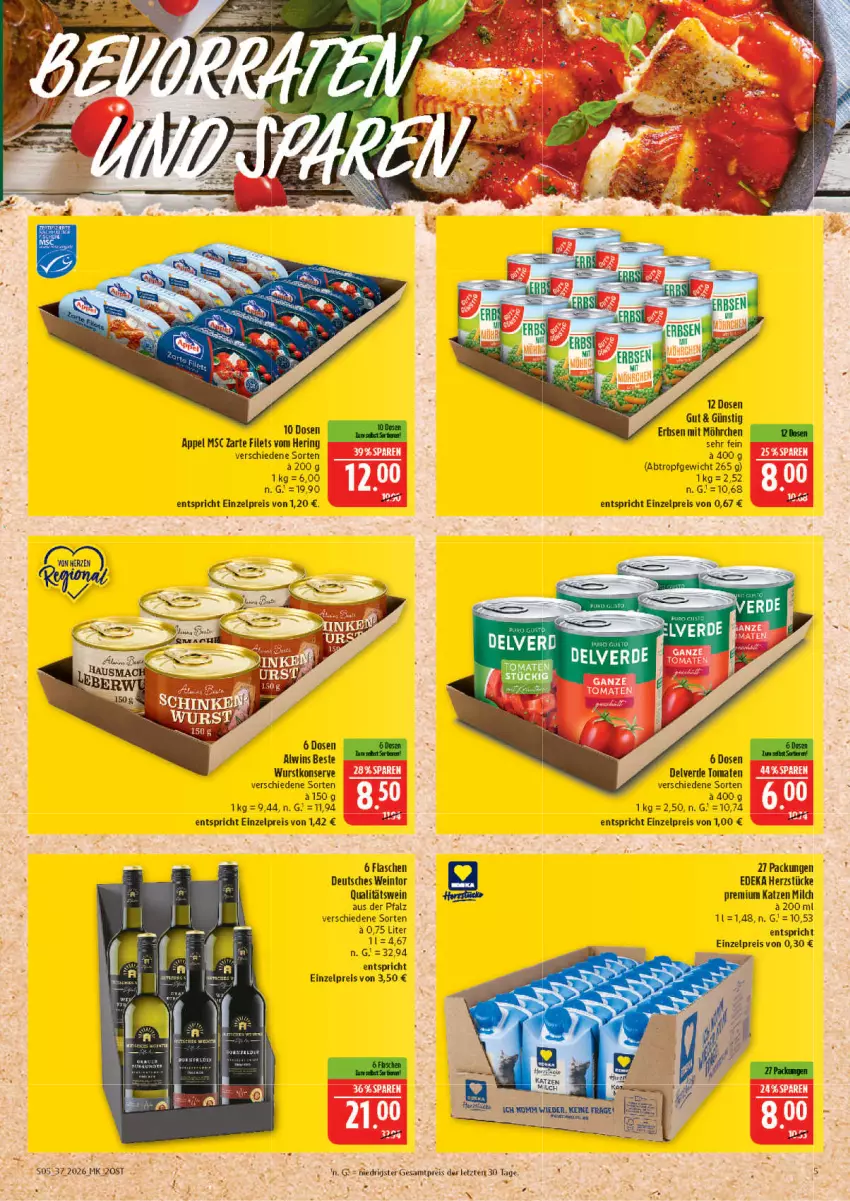 Aktueller Prospekt Marktkauf - Prospekt - von 06.09 bis 12.09.2026 - strona 5 - produkty: deka, eis, erbsen, erde, filet, filets, flasche, hering, milch, qualitätswein, reis, ring, Ti, tomate, tomaten, wein, wurst, ZTE
