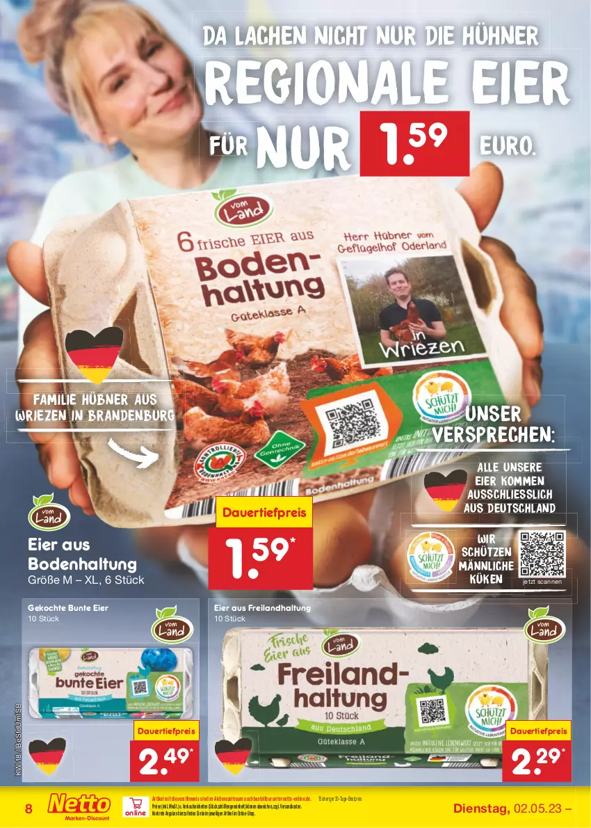 Aktueller Prospekt Netto Marken-Discount - Filial-Angebote - von 02.05 bis 06.05.2023 - strona 8 - produkty: auer, bestpreis, dauertiefpreis, eier, eis, hühner, ndk, reis, Schütze, Ti, tiefpreis