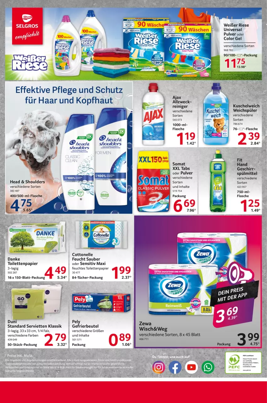Aktueller Prospekt Selgros - Food - von 17.04 bis 23.04.2025 - strona 12 - produkty: beutel, cottonelle, duni, eis, elle, feuchtes toilettenpapier, flasche, gefrierbeutel, geschirr, Kuschelweich, papier, pely, Serviette, servietten, somat, spülmittel, Ti, toilettenpapier, tücher, weck, weichspüler, zewa