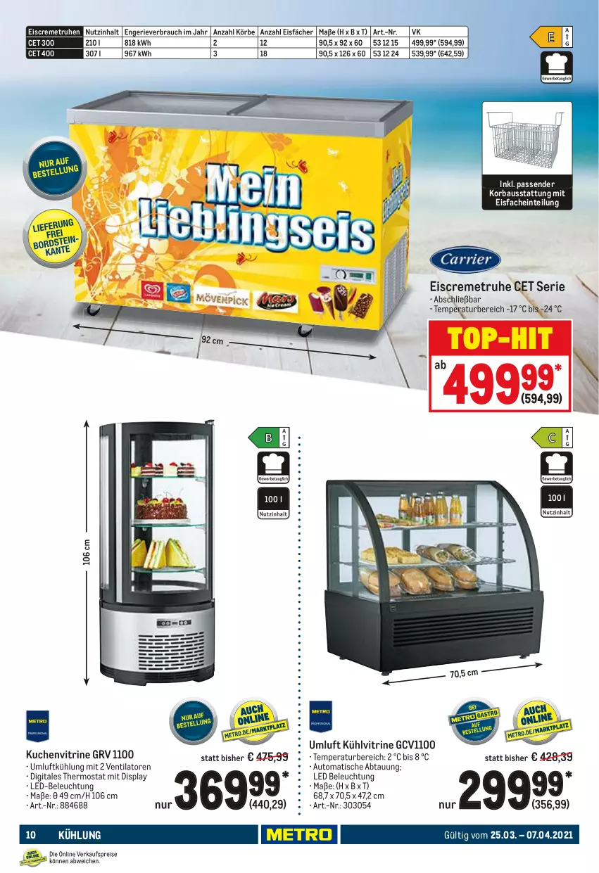 Aktueller Prospekt Metro - Gastronomie Spezial - von 25.03 bis 07.04.2021 - strona 10 - produkty: auto, Bau, beleuchtung, creme, eis, eiscreme, korb, kuchen, led-beleuchtung, Rauch, reis, thermostat, Ti, tisch, ventilator, vitrine