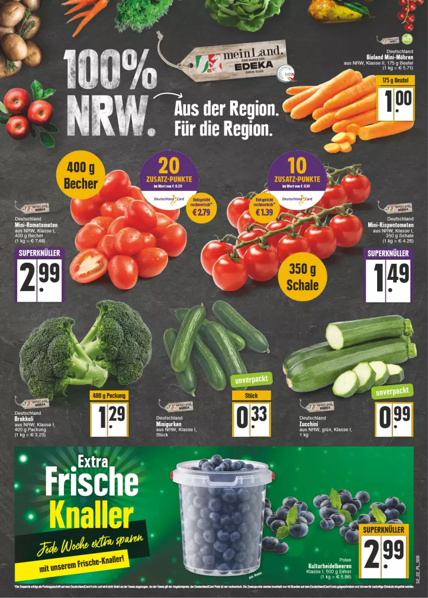 Aktueller Prospekt E Center - Angebote der Woche - von 08.08 bis 13.08.2022 - strona 9 - produkty: beutel, bio, bioland, brokkoli, eimer, gurke, gurken, Mini-Möhren, mini-rispentomaten, möhren, rispentomaten, Romatomaten, Schal, Schale, tee, tomate, tomaten