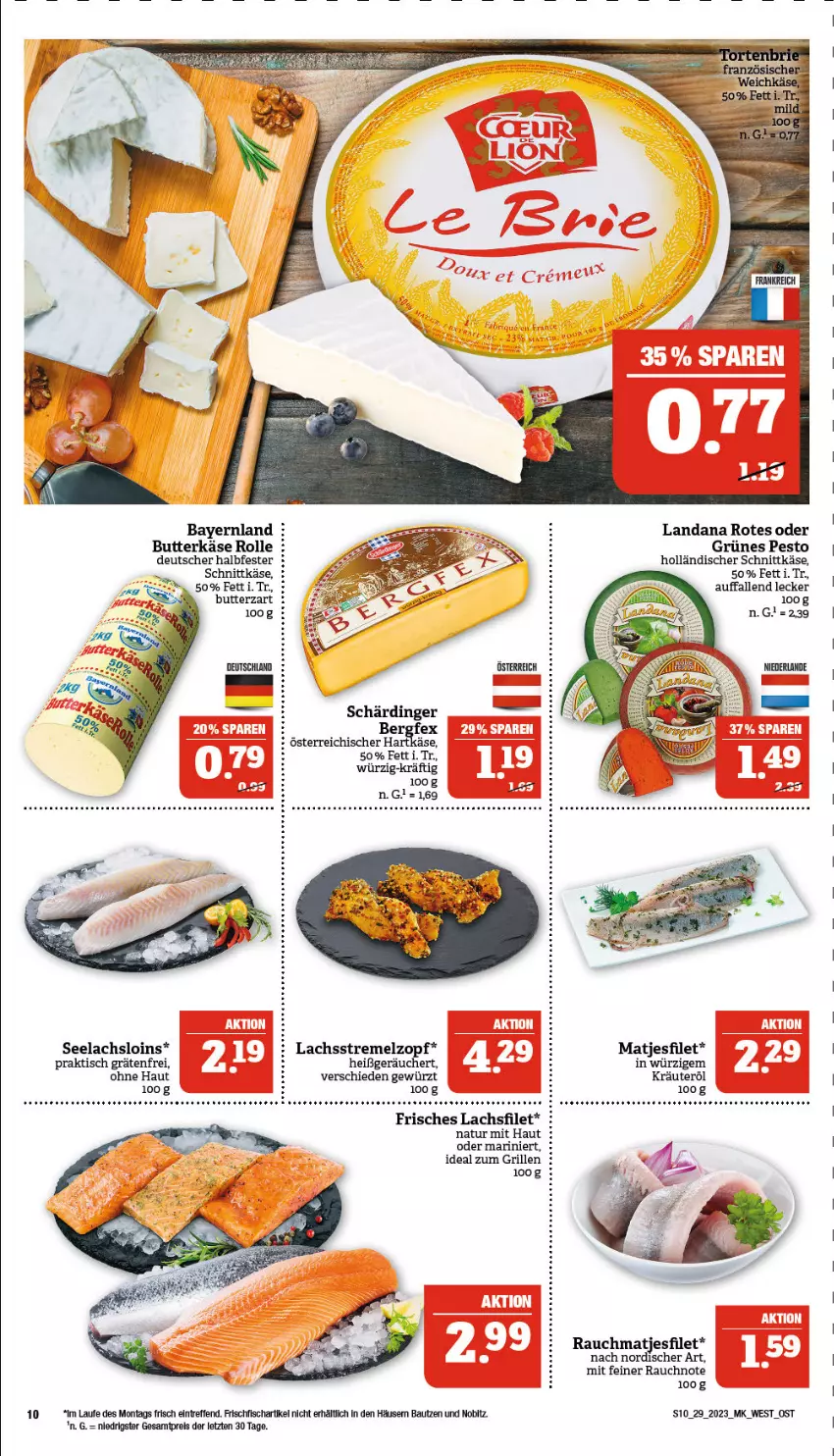 Aktueller Prospekt Marktkauf - Prospekt - von 17.07 bis 22.07.2023 - strona 10 - produkty: auer, Bau, butter, butterkäse, eis, filet, fisch, frischfisch, gewürz, grill, holländischer schnittkäse, ideal zum grillen, Käse, kräuter, lachs, lachsfilet, matjes, Matjesfilet, natur, pesto, Rauch, reis, Schärdinger, schnittkäse, Ti, tisch, ZTE