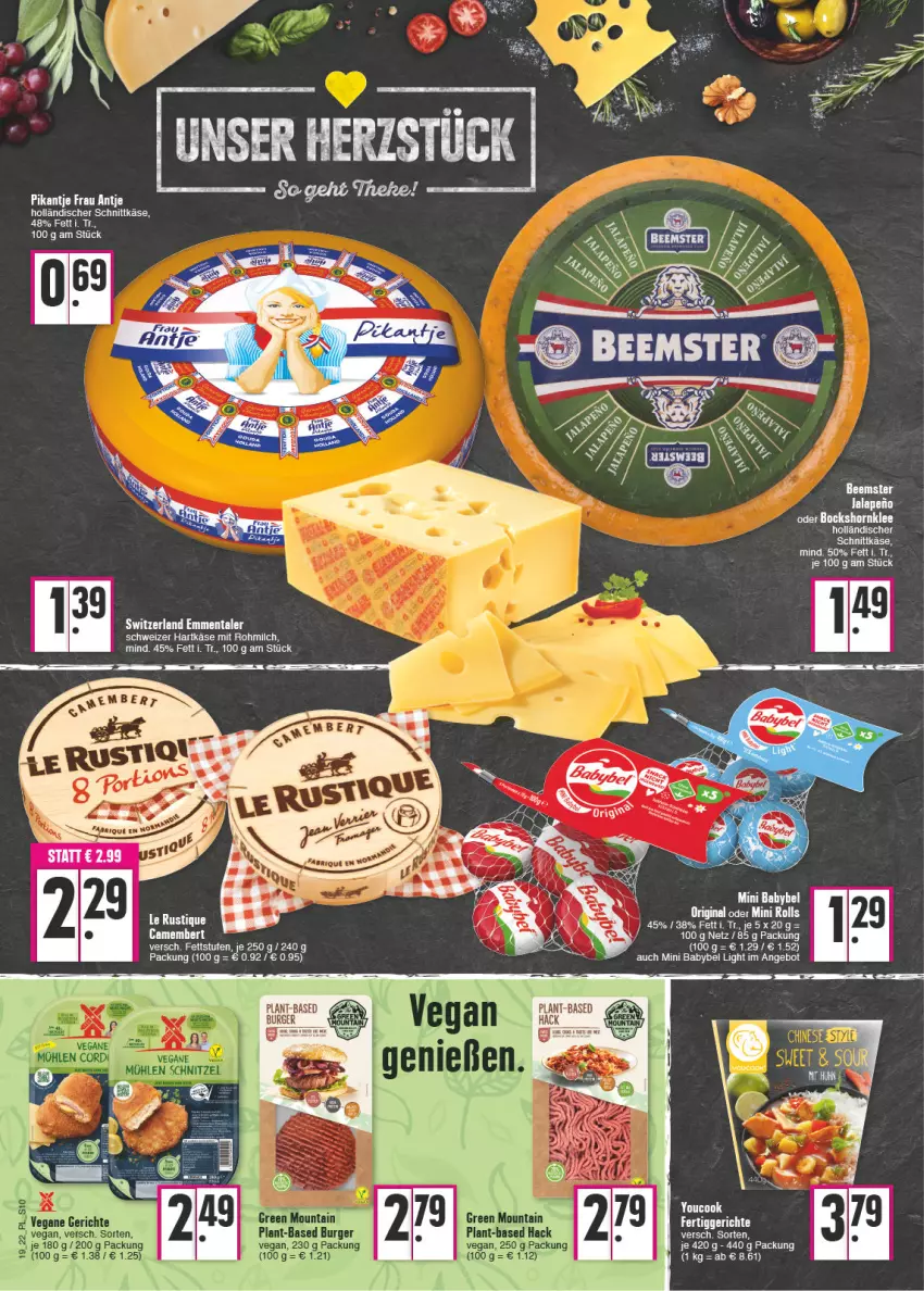 Aktueller Prospekt E Center - Angebote der Woche - von 09.05 bis 14.05.2022 - strona 10 - produkty: angebot, babybel, Beemster, burger, emmentaler, fertiggericht, fertiggerichte, hartkäse, holländischer schnittkäse, Käse, milch, mini babybel, schnittkäse, schweizer hartkäse, Ti