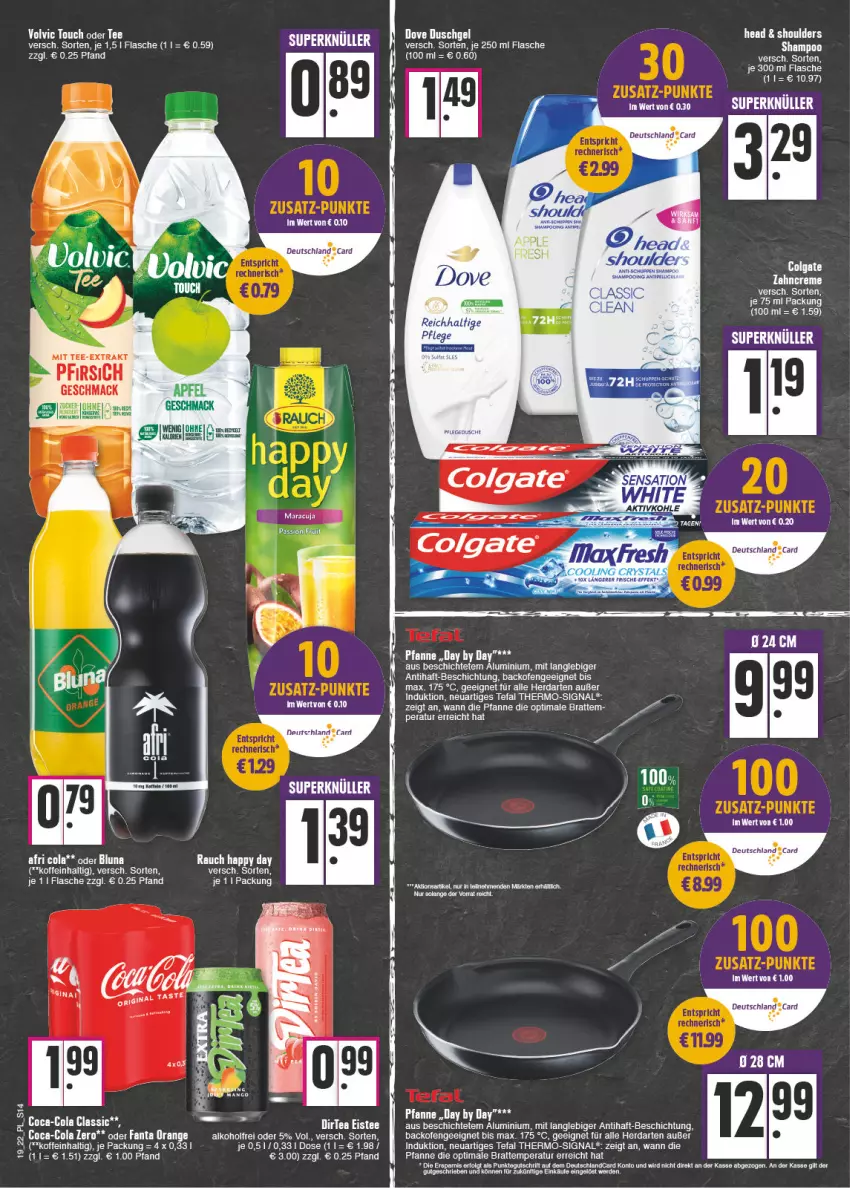 Aktueller Prospekt E Center - Angebote der Woche - von 09.05 bis 14.05.2022 - strona 14 - produkty: Afri Cola, alkohol, apfel, Apple, backofen, cola, colgate, creme, deutschlandcard, dove, duschgel, eier, erde, flasche, Happy Day, herdarten, LG, mac, maracuja, Ofen, pfanne, pfirsich, Rauch, rel, shampoo, Signal, tee, tefal, Ti, Tiere, zahncreme