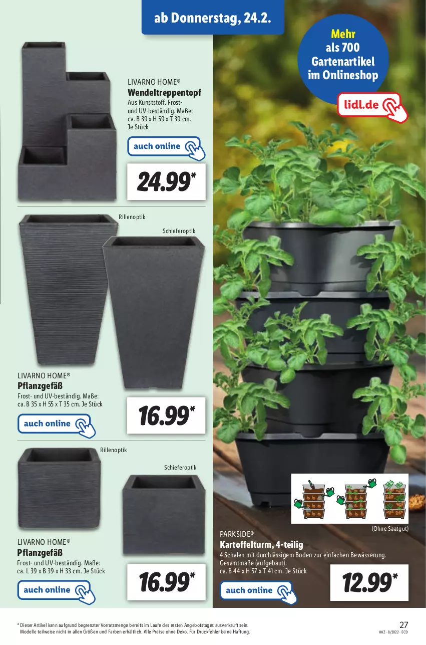 Aktueller Prospekt Lidl - Aktionsprospekt - von 21.02 bis 26.02.2022 - strona 27 - produkty: angebot, Bau, dell, eis, elle, Garten, kartoffel, Mode, Parkside, reis, Schal, Schale, Ti, topf, ZTE