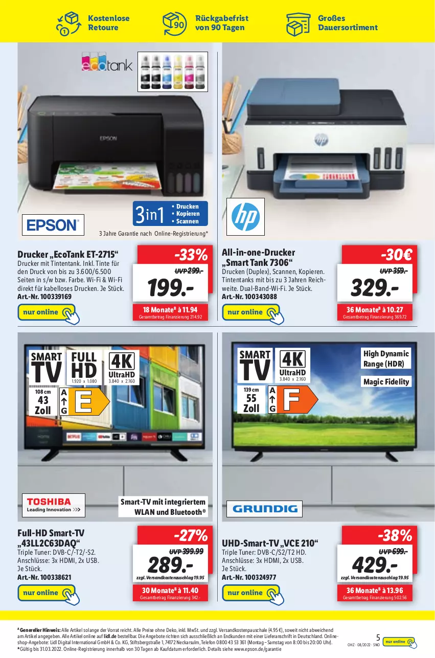 Aktueller Prospekt Lidl - Aktionsprospekt - von 21.02 bis 26.02.2022 - strona 51 - produkty: angebot, angebote, auer, drucker, dvb, eis, elle, epson, HDMI, ndk, reis, rel, Schal, Schale, telefon, Ti, tuner, uhd, uhr, usb