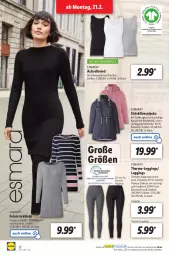 Gazetka promocyjna Lidl - Aktionsprospekt - Gazetka - ważna od 26.02 do 26.02.2022 - strona 12 - produkty: achselhemd, Bau, baumwolle, bio, bio-baumwolle, ecovero, eis, esmara, Fleecejacke, gin, hemd, Jacke, kleid, leggings, lenzing, mit bio-baumwolle, ndk, Schal, Schale, Strickfleecejacke, Strickkleid, Thermoleggings, Ti, wolle