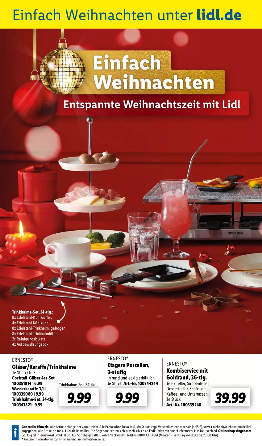 Aktueller Prospekt Lidl - Aktuelle Onlineshop-Highlights - von 01.12 bis 31.12.2022 - strona 2 - produkty: angebot, angebote, aufbewahrungsbox, bürste, cocktail, dessert, Dessertteller, edelstahl, eis, elle, ente, ernesto, Etagere, Gläser, kaffee, Karaffe, Kombiservice, Kugel, LG, Löffel, ndk, Reinigung, reinigungsbürste, reis, rel, Schal, Schale, schüssel, suppe, suppen, tasse, telefon, teller, Ti, Trinkhalme, uhr, wasser, Wasserkaraffe, weihnachten, würfel, ZTE