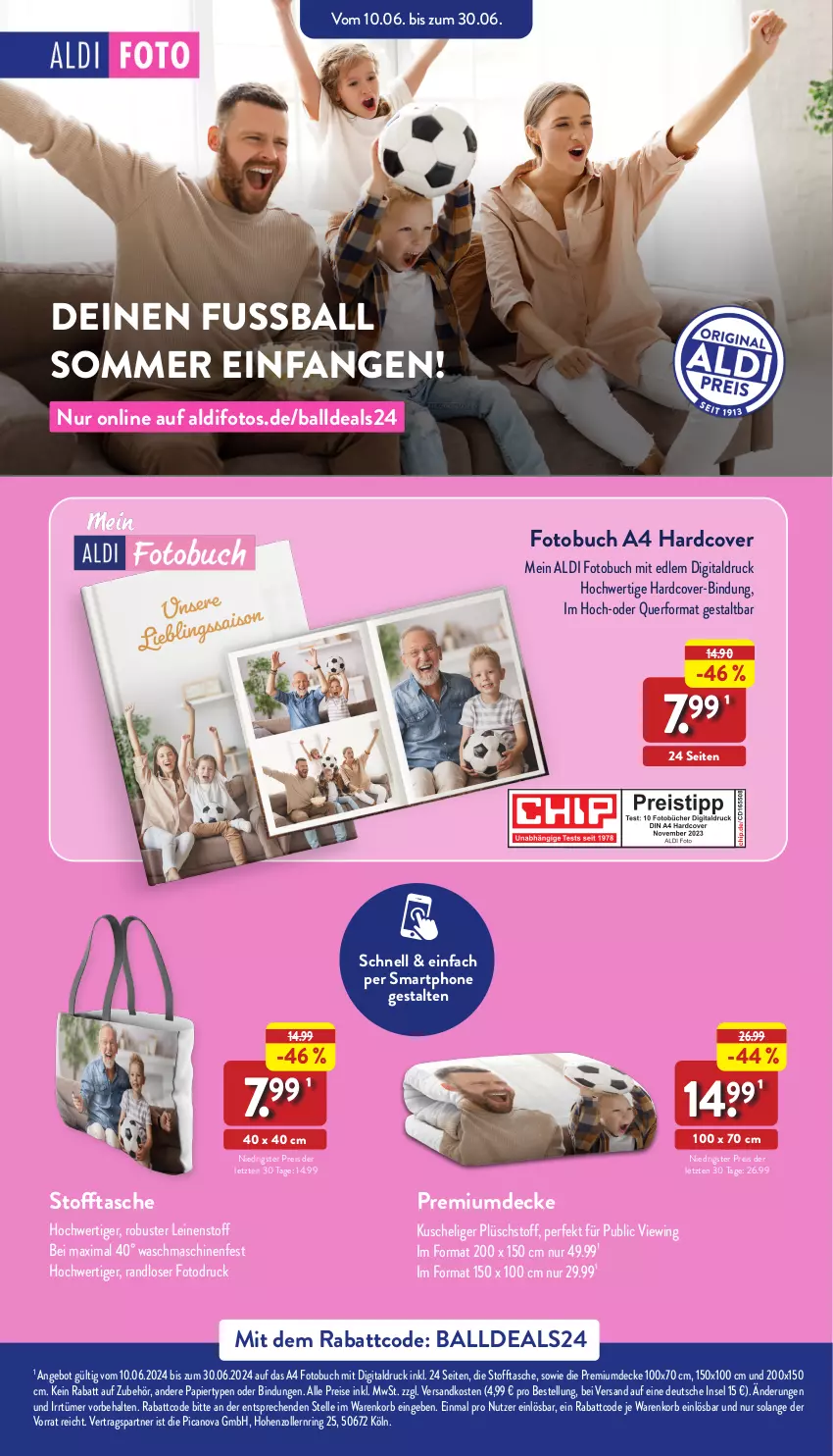 Aktueller Prospekt Aldi Nord - Von Montag - von 24.06 bis 29.06.2024 - strona 40 - produkty: aldi, angebot, ball, buch, decke, eis, elle, Fotobuch, korb, leine, ndk, papier, Plüsch, reis, ring, smartphone, Stofftasche, Tasche, Ti, waschmaschine, waschmaschinen, ZTE