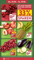 Gazetka promocyjna Aldi Nord - Von Montag - Gazetka - ważna od 29.06 do 29.06.2024 - strona 2 - produkty: aldi, ananas, angebot, aubergine, eis, gin, kirsch, kirsche, kirschen, Nektar, nektarinen, reis, Schal, Schale, tafeltrauben, Ti, trauben, ZTE