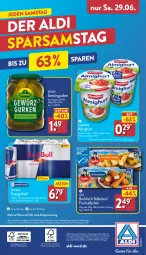 Gazetka promocyjna Aldi Nord - Von Montag - Gazetka - ważna od 29.06 do 29.06.2024 - strona 42 - produkty: aldi, almighur, almighurt, aus der tiefkühlung, auto, backfisch, Becher, drink, ehrmann, ehrmann almighurt, elle, fisch, fischstäbchen, frucht, fruchtjoghurt, gewürz, Gewürzgurke, gewürzgurken, gin, gurke, gurken, iglo, joghur, joghurt, Kühne, magazin, papier, red bull, telefon, teller, Ti, ZTE, zucker