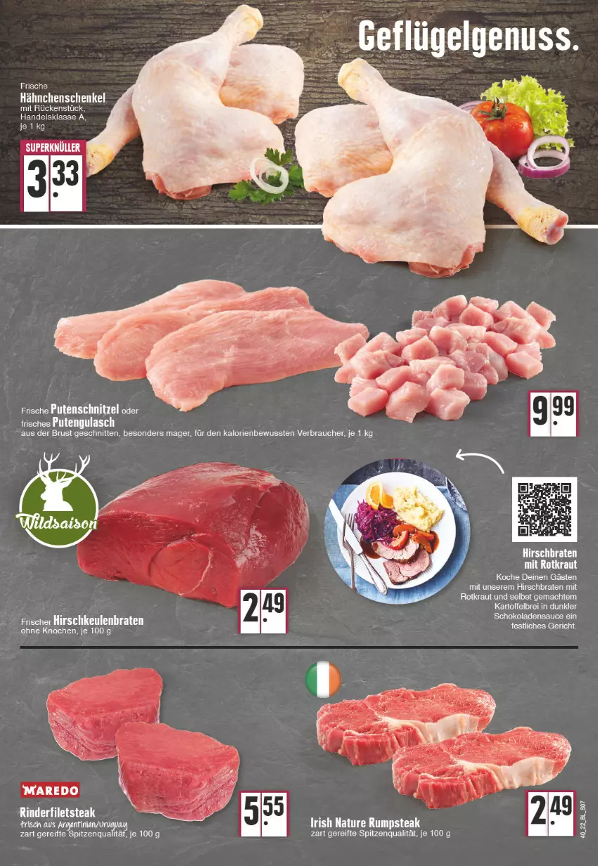 Aktueller Prospekt Edeka - Angebote der Woche - von 03.10 bis 08.10.2022 - strona 7 - produkty: braten, Brei, filet, filets, Frische Hähnchen, gulasch, hähnchenschenkel, henkel, kartoffel, kartoffelbrei, Kraut, mac, pute, putenschnitzel, Rauch, rind, rinder, rinderfilet, sana, sauce, schenkel, schnitten, schnitzel, schoko, schokolade, schokoladen, spitzenqualität, steak