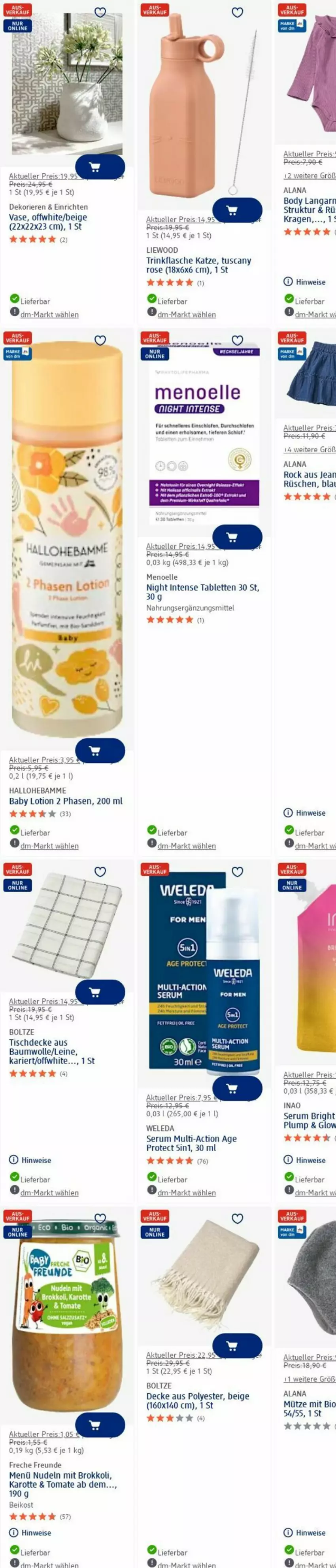 Aktueller Prospekt Dm Drogerie - Prospekte - von 14.07 bis 23.07.2025 - strona 26 - produkty: akku, Bau, baumwolle, body, brokkoli, decke, eis, elle, flasche, freche freunde, Hefe, leine, Lotion, Mütze, nudel, nudeln, Ofen, reis, rum, sana, Serum, tablet, tablett, Tablette, Ti, tisch, tischdecke, tomate, trinkflasche, Vase, weleda, wolle