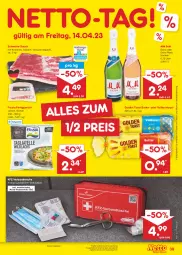 Gazetka promocyjna Netto Marken-Discount - Filial-Angebote - Gazetka - ważna od 15.04 do 15.04.2023 - strona 39 - produkty: angebot, Bau, bestpreis, bier, butter, eis, fertiggericht, fleisch, frosta, golden toast, korn, reis, schwein, schweine, schweine-bauch, sekt, Tasche, Ti, toast, wein, weine, wurst, wurst in selbstbedienung, ZTE