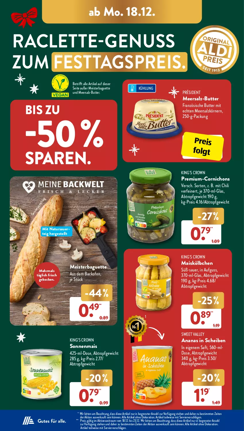 Aktueller Prospekt AldiSud - IN ZWEI WOCHEN - von 18.12 bis 23.12.2023 - strona 4 - produkty: alle artikel ohne dekoration, ananas, auer, backofen, baguette, butter, chili, dekoration, eis, geback, LG, mais, meersalz, Meister, natur, nuss, Ofen, reis, saft, salz, Ti, ZTE