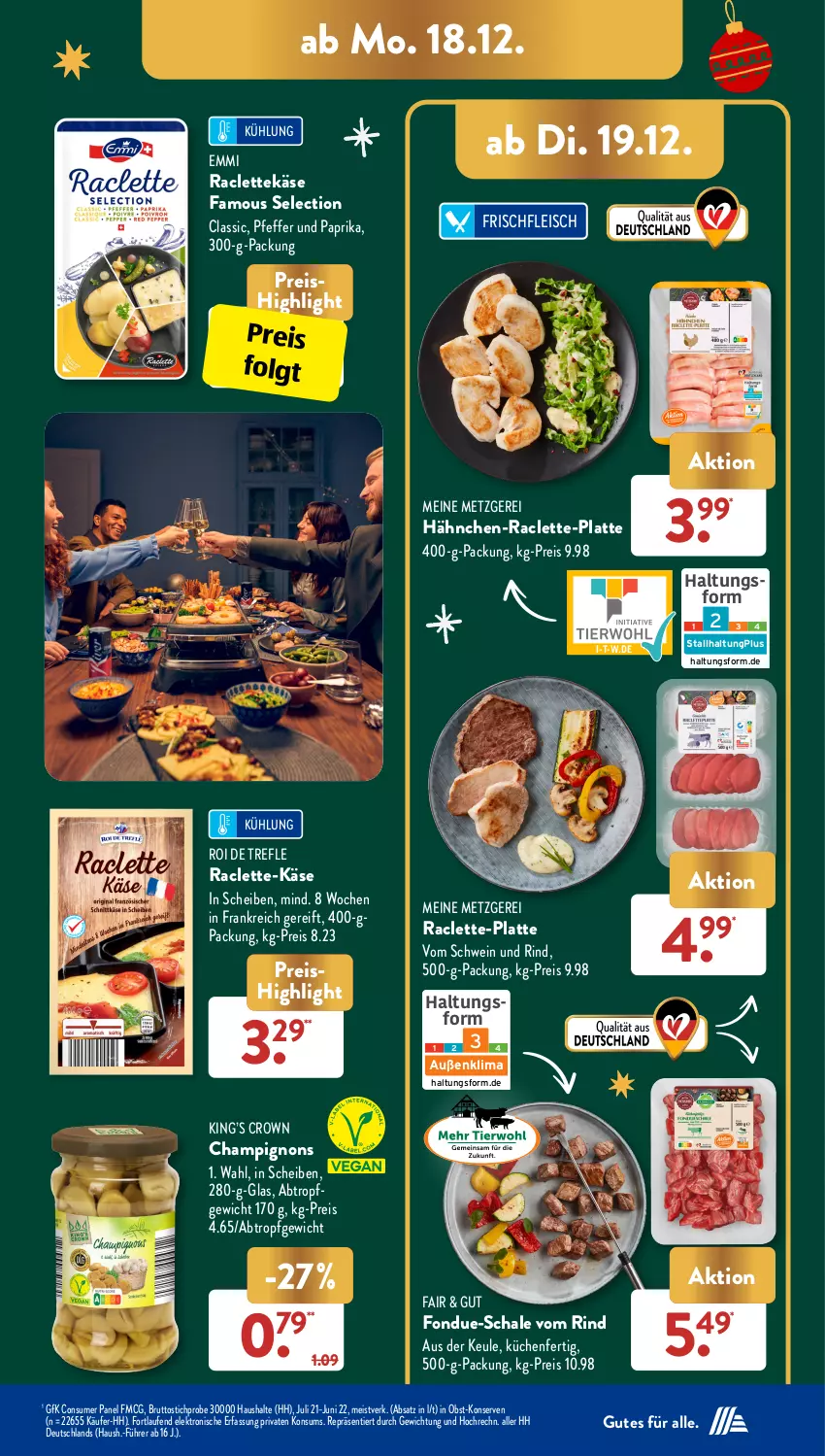 Aktueller Prospekt AldiSud - IN ZWEI WOCHEN - von 18.12 bis 23.12.2023 - strona 5 - produkty: brut, champignon, champignons, eis, Elektro, emmi, fleisch, Fondue, HP, Käse, Konserven, küche, Küchen, latte, Laufen, LG, obst, paprika, pfeffer, reis, rind, Schal, Schale, schwein, schwein und rind, Ti, vom schwein und rind, wein