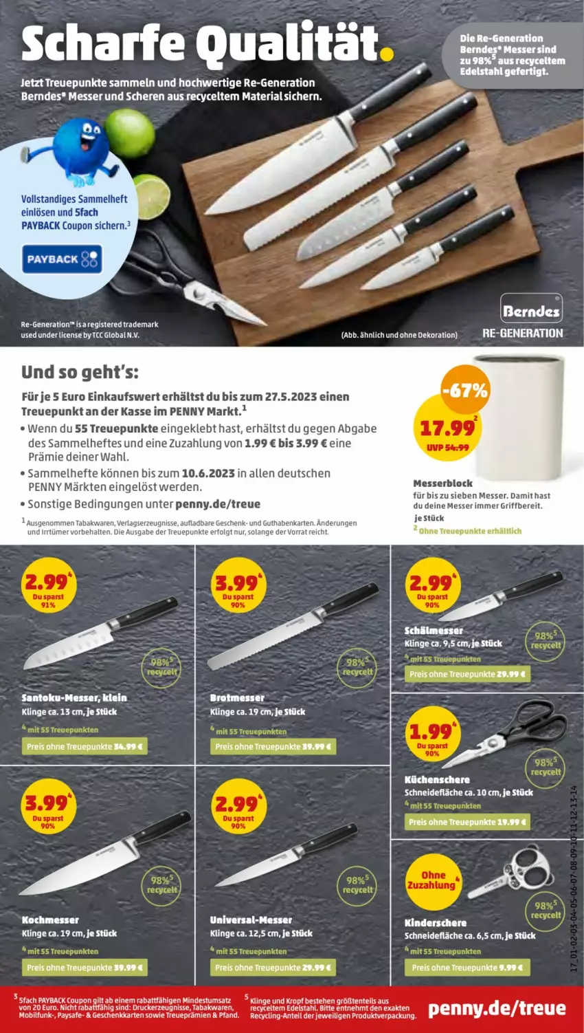 Aktueller Prospekt Penny - Prospekte - von 24.04 bis 29.04.2023 - strona 17 - produkty: acer, berndes, brot, Clin, coupon, drucker, edelstahl, eis, ente, erde, guthabenkarte, Hefte, kerze, Kinder, küche, Küchen, LG, messer, messerblock, payback, reis, Ria, Schere, tee, Ti