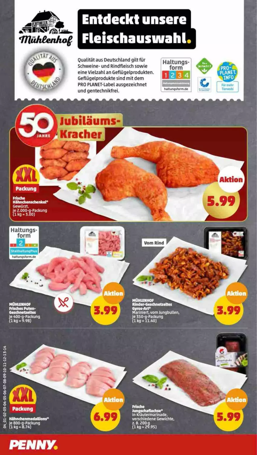 Aktueller Prospekt Penny - Prospekte - von 24.04 bis 29.04.2023 - strona 4 - produkty: dalli, eis, ente, fleisch, Geflügel, geflügelprodukte sind mit dem, hähnchenschenkel, henkel, jungbullen, lachs, lion, rind, rindfleisch, schenkel, schwein, schweine, wein, weine