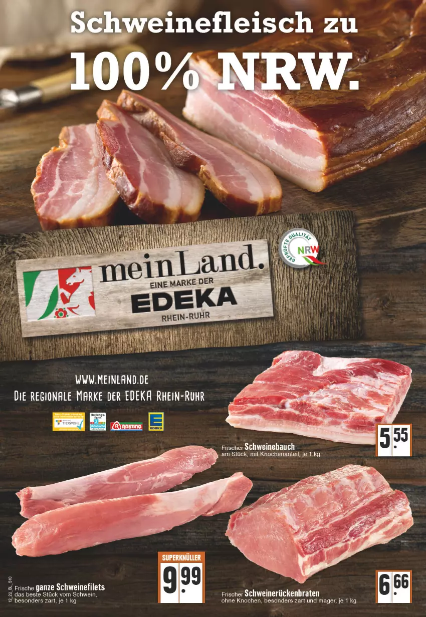 Aktueller Prospekt Edeka - Angebote der Woche - von 21.03 bis 26.03.2022 - strona 10 - produkty: Bau, braten, filet, filets, Ria, Rückenbraten, schwein, schweine, Schweinebauch, schweinerücken, wein, weine