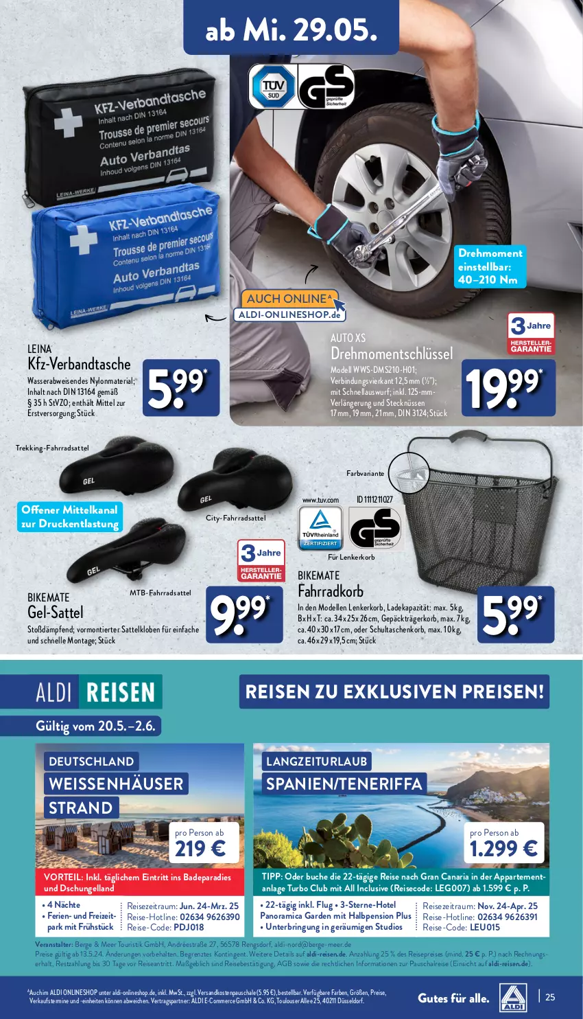 Aktueller Prospekt Aldi Nord - Von Montag - von 27.05 bis 01.06.2024 - strona 25 - produkty: aldi, amica, auto, Bad, buch, deka, dell, eis, elle, Fahrrad, korb, Mode, ndk, reis, Ria, ring, sattel, Schal, Schale, Tasche, taschen, Ti, wasser, ZTE