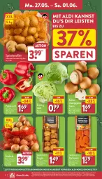 Gazetka promocyjna Aldi Nord - Von Montag - Gazetka - ważna od 01.06 do 01.06.2024 - strona 2 - produkty: aldi, angebot, aprikose, aprikosen, braun, champignon, champignons, champignons braun, eis, eisbergsalat, Feigen, gin, kartoffel, kartoffeln, paprika, paprika rot, reis, sac, salat, Schal, Schale, speisekartoffeln, Ti, ZTE, zwiebel, zwiebeln