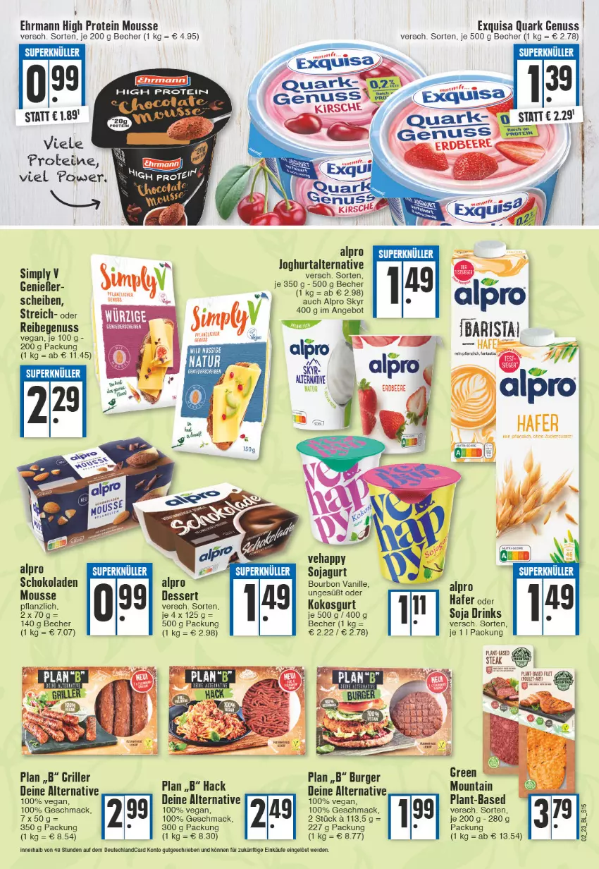 Aktueller Prospekt Edeka - Angebote der Woche - von 02.01 bis 07.01.2023 - strona 15 - produkty: alpro, angebot, Becher, burger, cola, dessert, drink, drinks, ehrmann, erde, exquisa, grill, joghur, joghurt, kokos, mac, mousse, natur, nuss, quark, quark genus, quark genuss, schoko, schokolade, schokoladen, sim, Skyr, soja, Ti, Wild