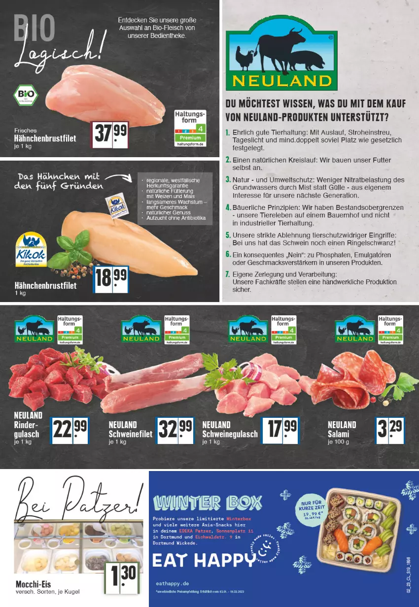 Aktueller Prospekt Edeka - Angebote der Woche - von 02.01 bis 07.01.2023 - strona 19 - produkty: auer, Bau, Bauer, bio, eis, elle, ente, filet, fleisch, gulasch, Kugel, LG, mac, mais, natur, nuss, reis, rel, ring, salami, schwein, schweine, schweinefilet, schweinegulasch, snack, snacks, Ti, Tiere, wasser, wein, weine, WICK